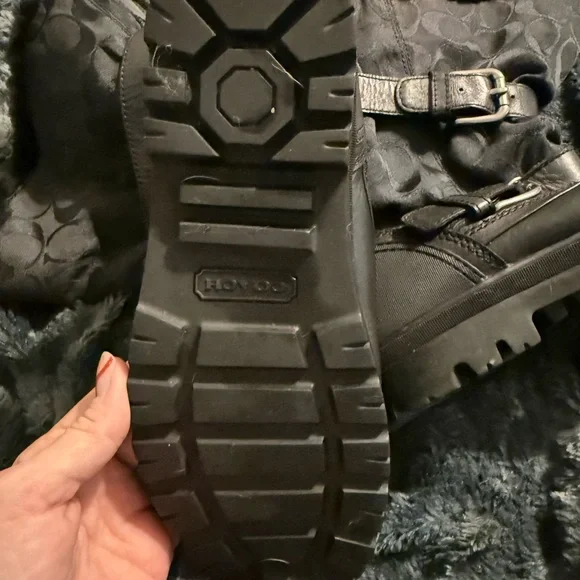 Vintage coach boots sz 8.5 monogram logo black canvas/sherpa  Y2K - NWOT - Picture 8 of 15